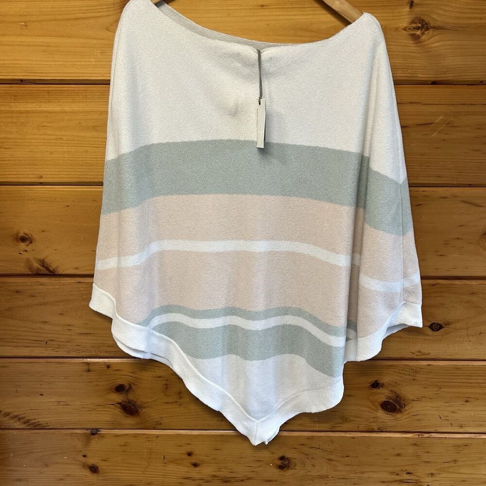 Barefoot Dreams Cozy Chic Ultra Lite Ocean Breeze Pink/Gray/Stripe Poncho One Sz